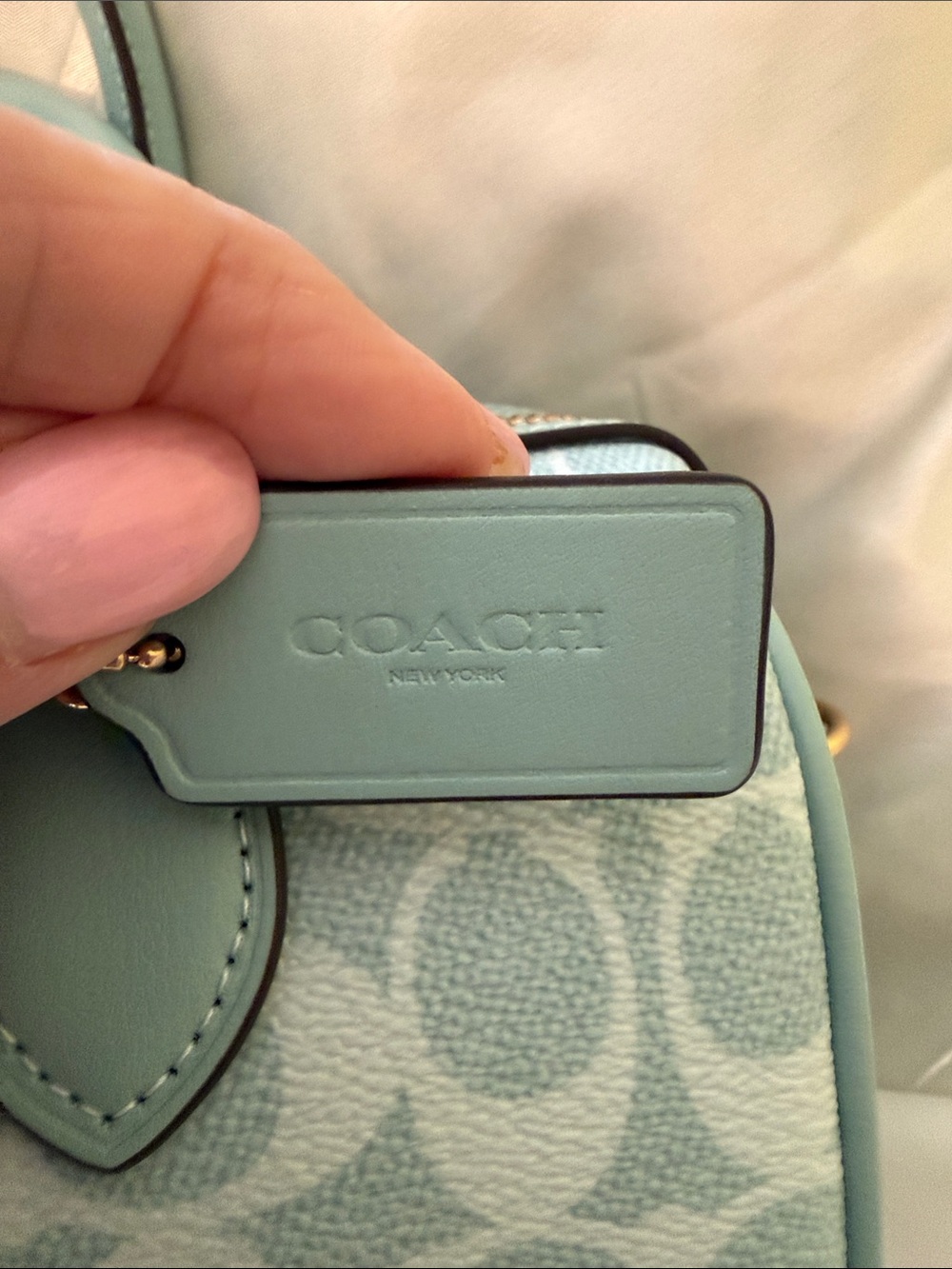 🩵Coach NWT Light Blue Signature C Canvas Rowan Satchel with Gold Hardware - Picture 8 of 10